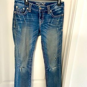 MISS ME Straight Leg Ripped Denim Jeans size 27